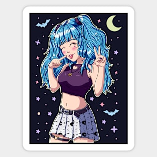 Cute Anime Girl Blue Hair Magnet